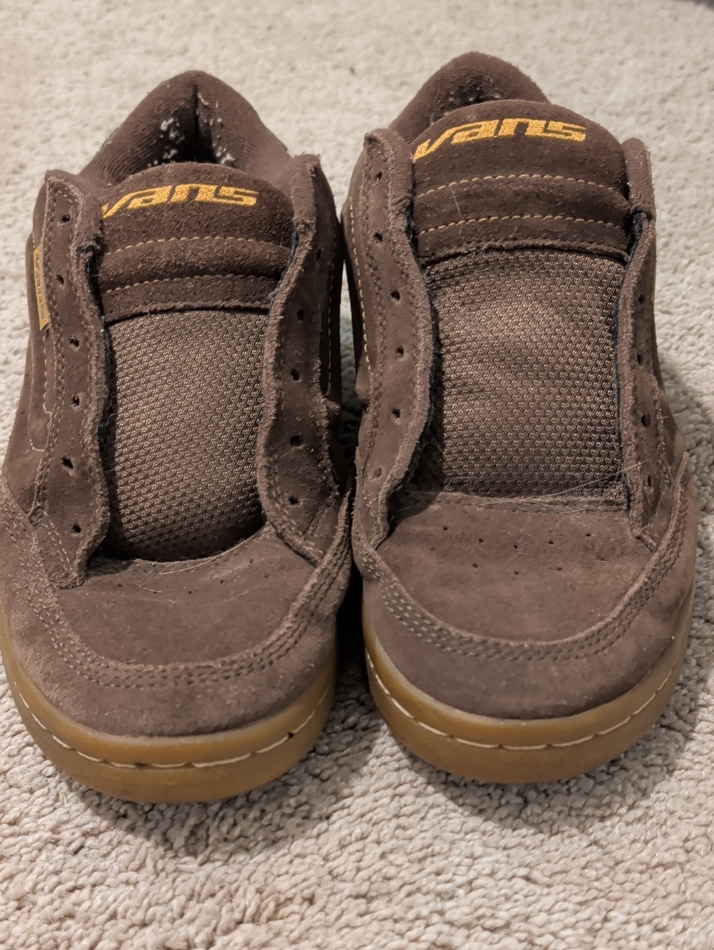 Vans Men's Brown Suede Sneakers with Tan Log